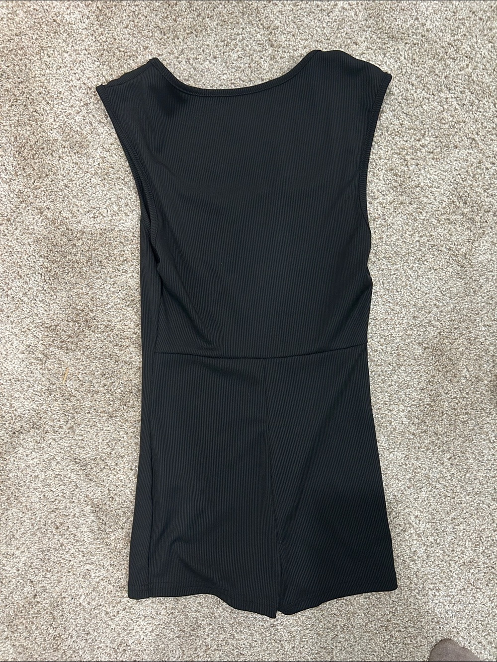 SHEIN Black Ribbed Sleeveless Mini Romper Dress